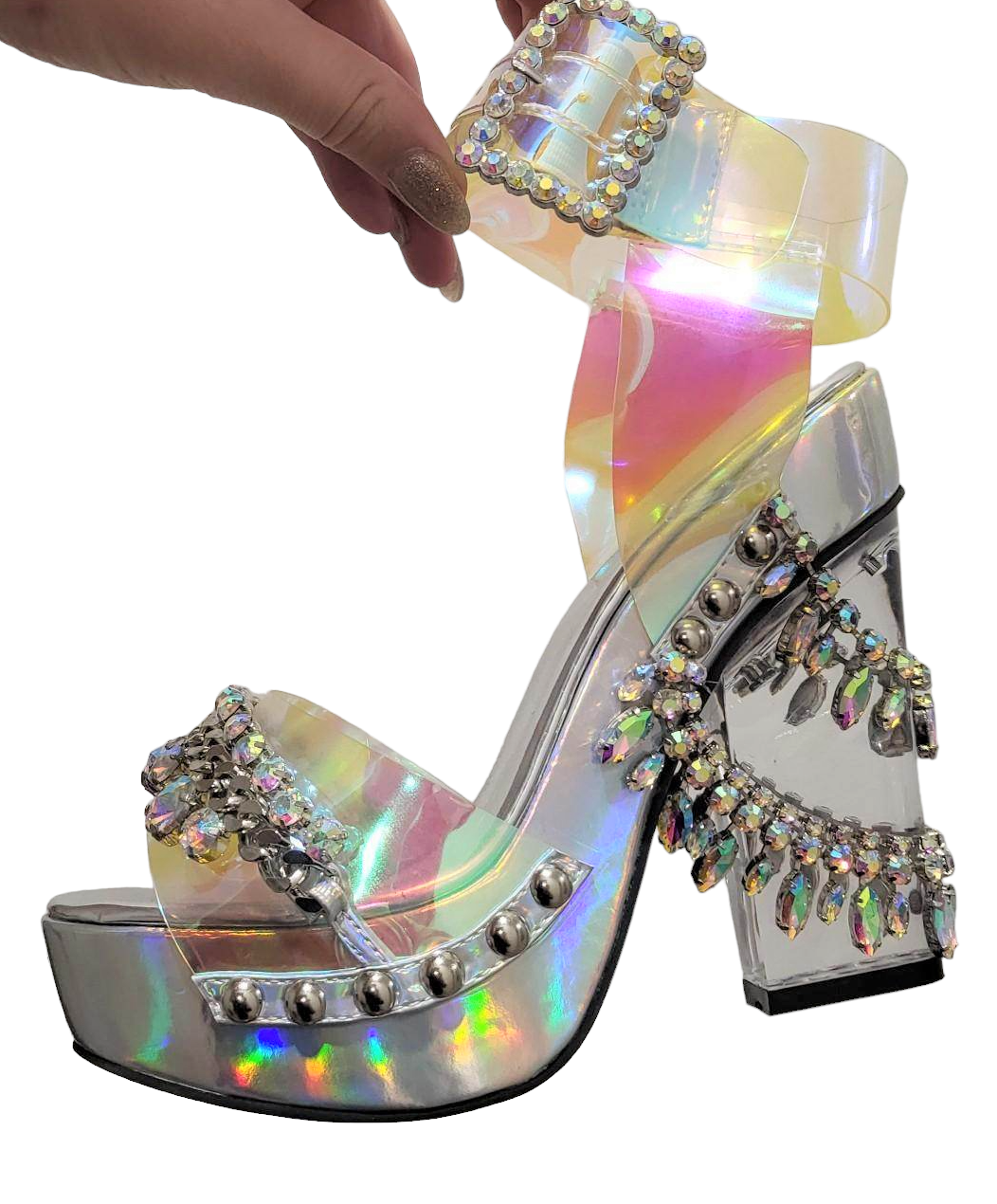 holographic platform shoes