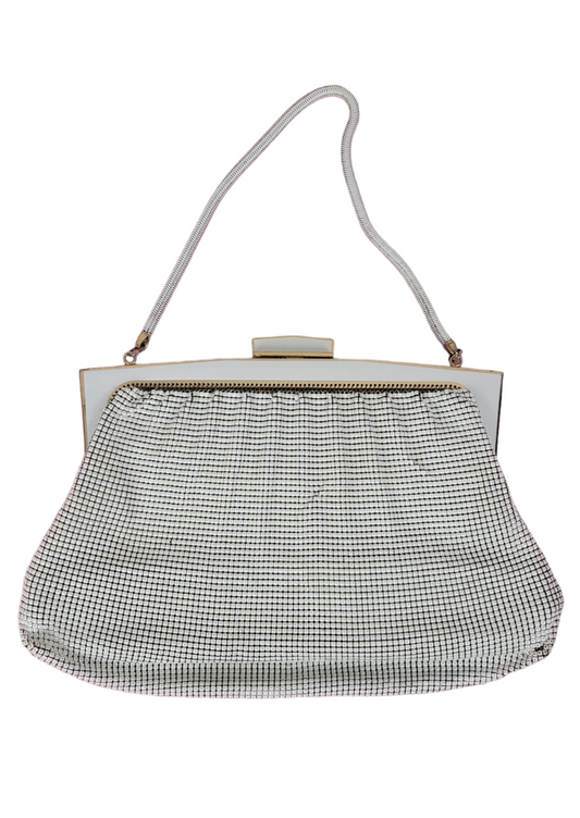 Vintage White Glomesh Evening Bag, front view